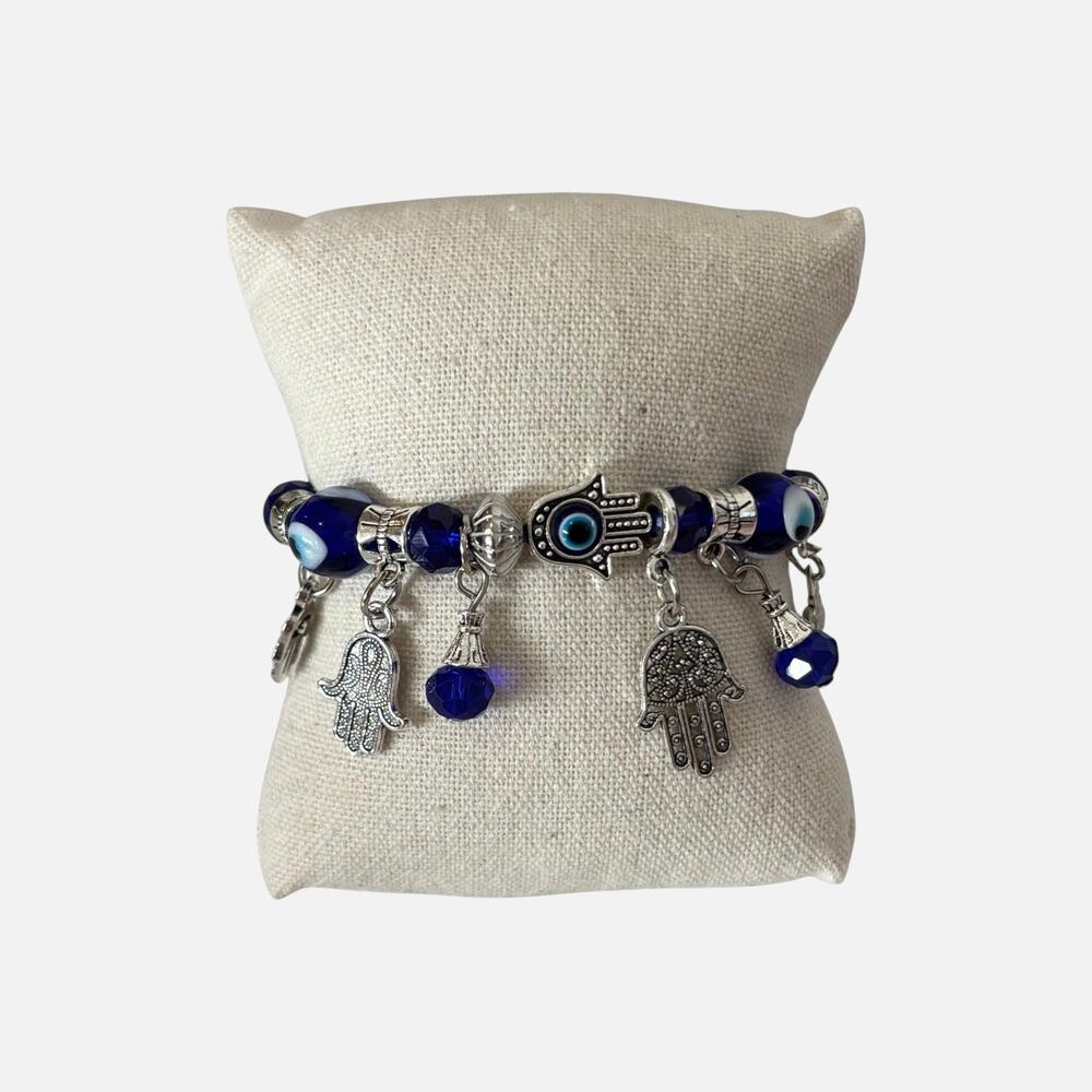 Blue Evil Eye Hamsa Charm Bracelet